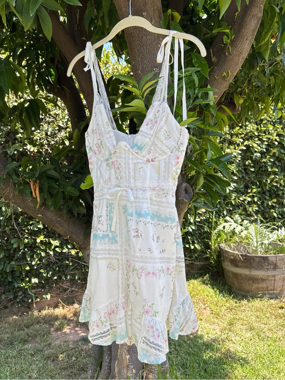 For Love & Lemons White floral multi dress M